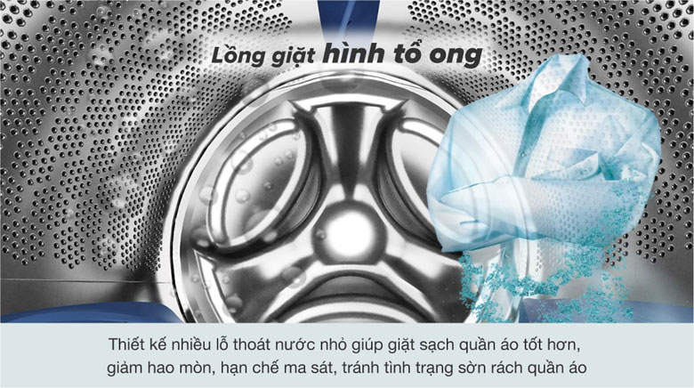 Máy giặt cửa ngang Electrolux - Lồng giặt hình tổ ong giúp giảm ma sát, bảo vệ quần áo tốt hơn