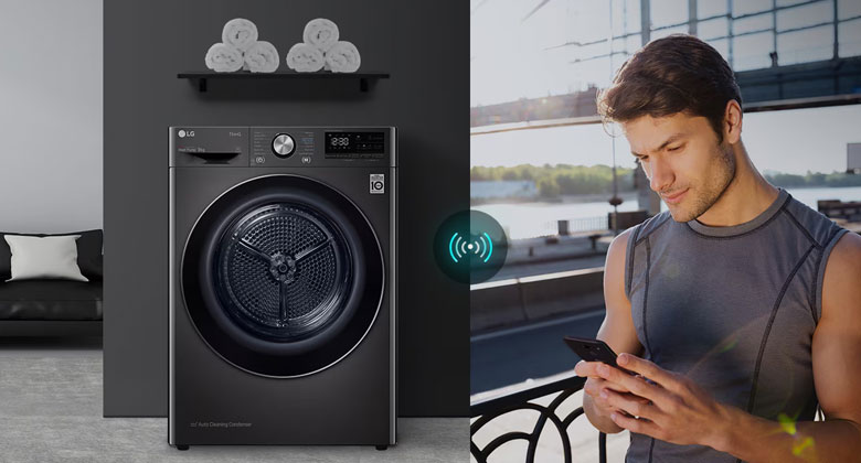 Máy sấy bơm nhiệt LG 9 kg DVHP09W - Điều khiển từ bất cứ nơi đâu