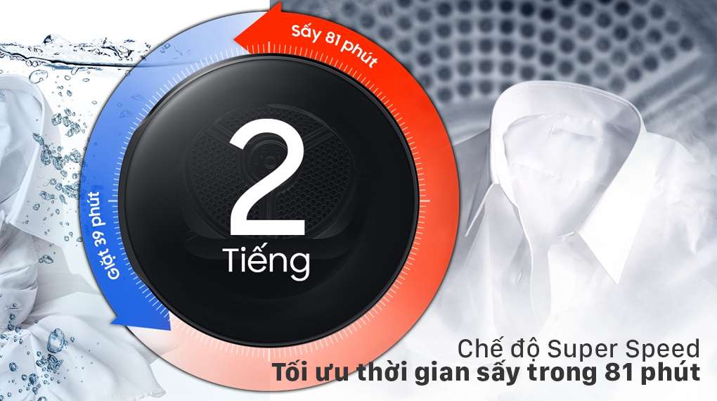 Máy sấy heatpump Samsung - Sấy khô trong 81 phút với chế độ Super Speed