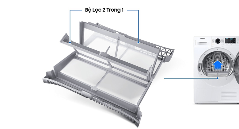 máy sấy bơm nhiệt samsung 9 kg dv90ta240ae sv - Lọc sạch xơ vải và bụi bẩn