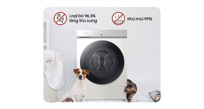 Máy sấy bơm nhiệt Samsung Bespoke AI 17 kg DV17B9750CV/SV - Chu trình Pet Care