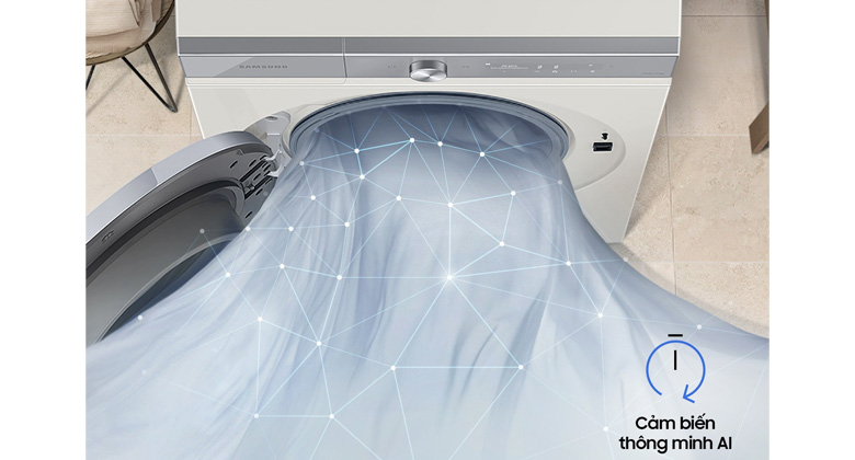 Máy sấy bơm nhiệt Samsung Bespoke AI 17 kg DV17B9750CV/SV - Sấy cảm biến thông minh AI Dry