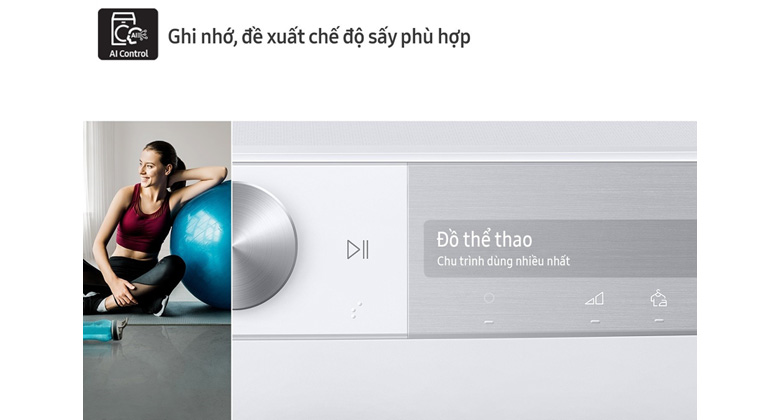 Máy sấy bơm nhiệt Samsung Bespoke AI 17 kg DV17B9750CV/SV - Bảng điều khiển thông minh AI Control