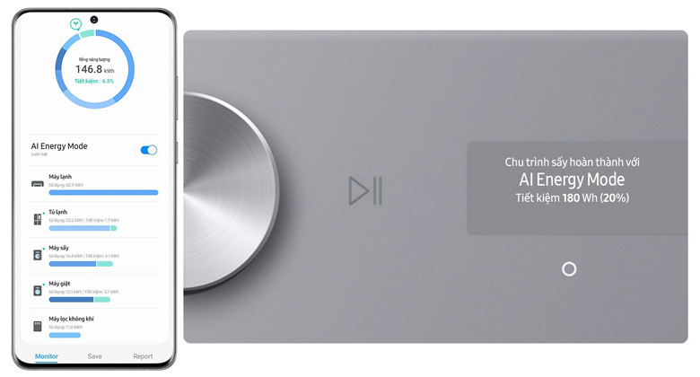 Máy sấy bơm nhiệt Samsung Bespoke AI 9 kg DV90BB9440GH/SV - SmartThings AI Energy