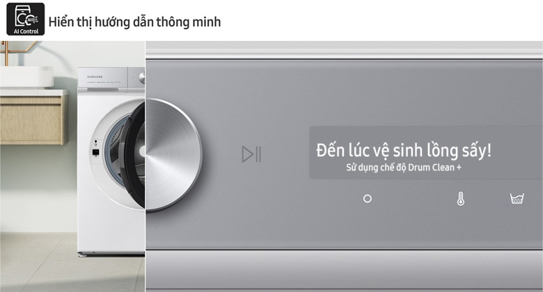 Máy sấy bơm nhiệt Samsung Bespoke AI 9 kg DV90BB9440GH/SV - Bảng điều khiển thông minh AI Control