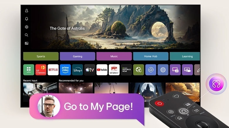 Tivi LG 75 inch NU855BPSA - LG AI TV nhận diện giọng nói của bạn và đưa bạn đến My Page được cá nhân hóa riêng