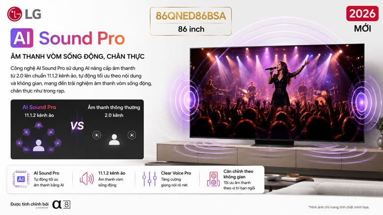 AI Sound Pro trên Smart Tivi LG 86QNED86BSA