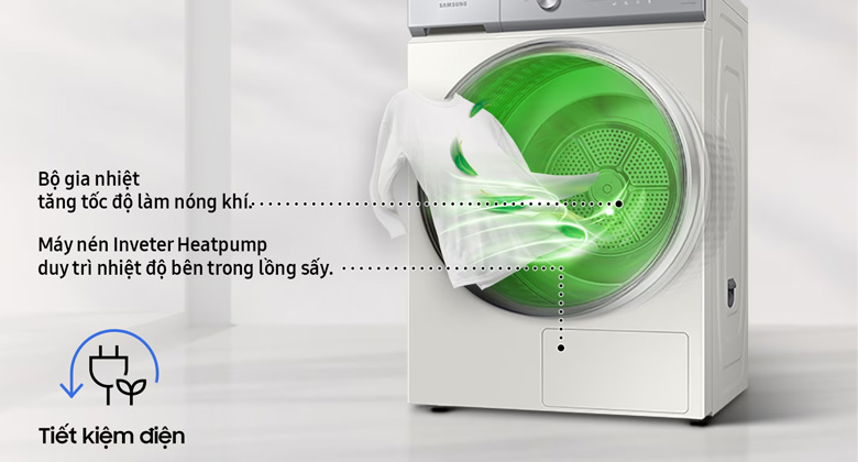 So sánh máy sấy bơm nhiệt Samsung Bespoke AI 17 kg