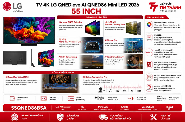 Tivi LG 55QNED86BSA có phù hợp căn hộ không?