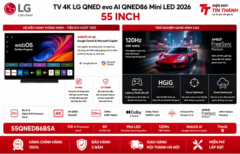 Tivi LG 55QNED86BSA có phù hợp căn hộ không?