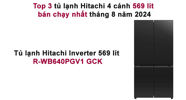Tủ lạnh Hitachi Inverter 569 lít R-WB640PGV1 GCK