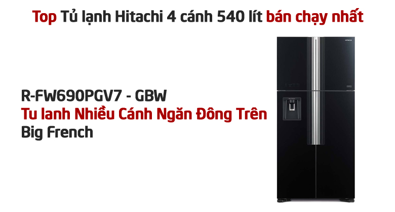 Tủ lạnh Hitachi Inverter 540 lít R-FW690PGV7 GBK - Màu Đen