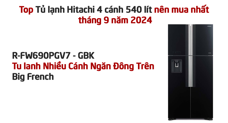 Tủ lạnh Hitachi 540 lít R-FW690PGV7 GBK
