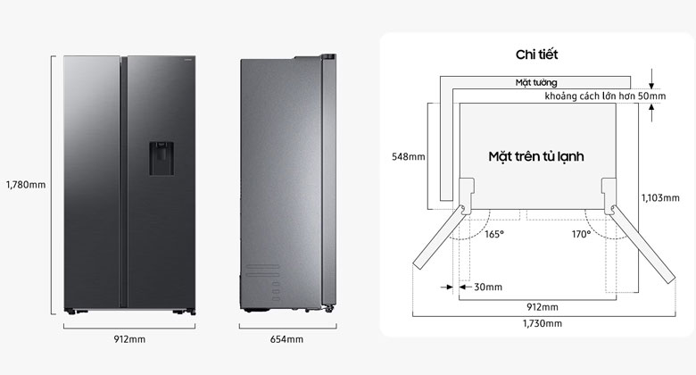 Tủ lạnh Samsung Inverter 578 lít Side By Side RS57DG410EB4SV
