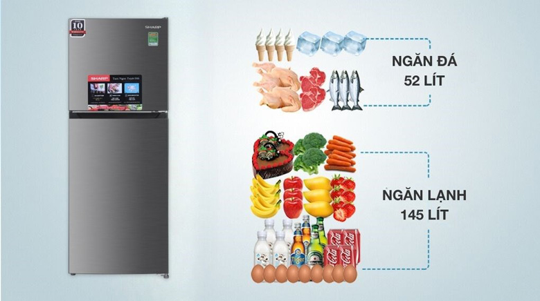 Tủ lạnh Sharp SJ-X215V-SL - Ngăn đá