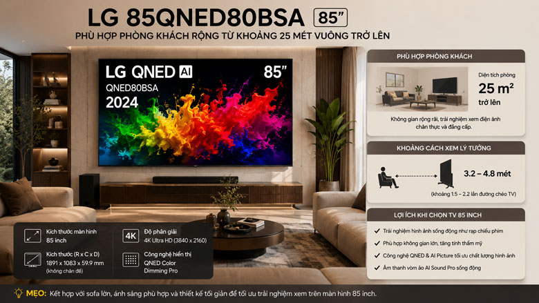 85QNED80BSA phù hợp phòng khách