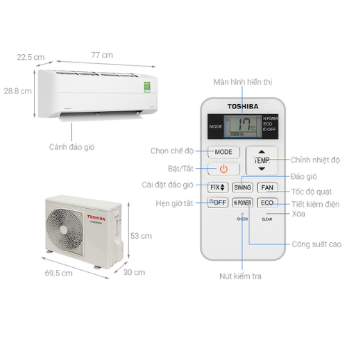 Máy Lạnh Toshiba Inverter 1.5 HP RAS-H13Z2KCVG-V