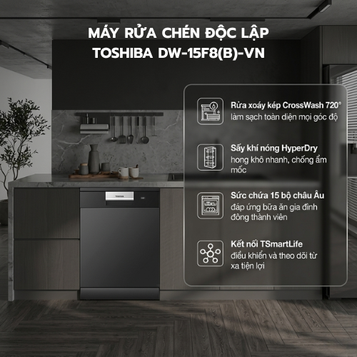 Máy Rửa Chén Độc Lập Toshiba DW-15F8(B)-VN1