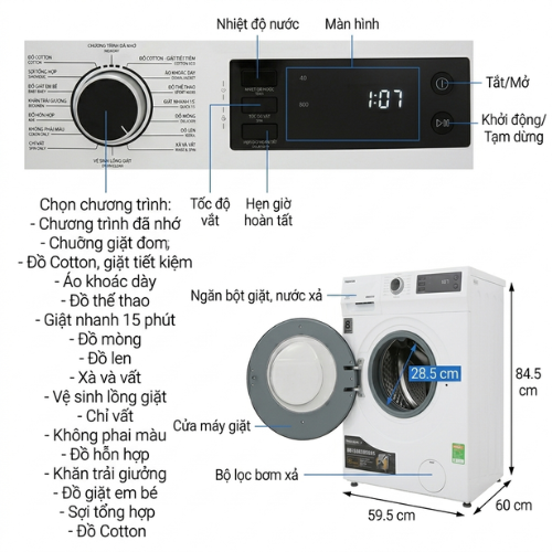 Máy giặt Toshiba inverter 8.5 kg TW-BH95S2V(WK)4