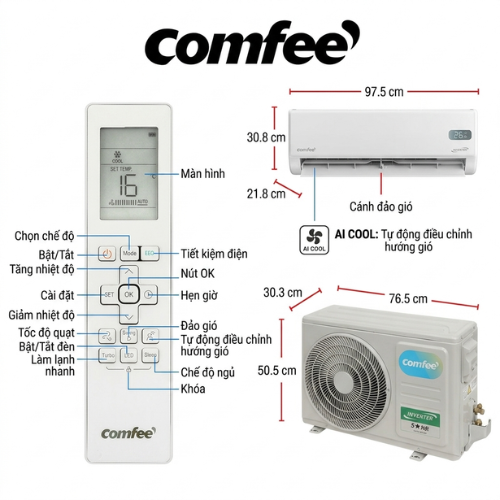 Máy lạnh Comfee Inverter 2HP CFS-18VGPF/CFS-18VGPC2