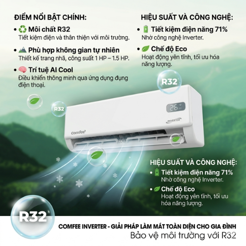 Máy lạnh Comfee Inverter 2HP CFS-18VGPF/CFS-18VGPC4