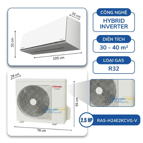 Máy lạnh Toshiba Inverter 2.5HP RAS-H24E2KCVG-V2