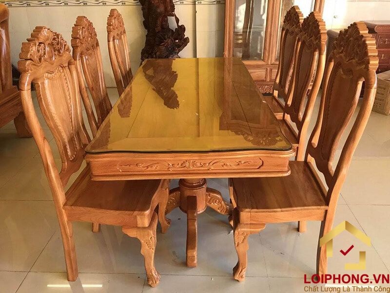 Bàn ăn 6 ghế tạo cảm giác quây quần, ấm cứng phù hợp gia đình có đông thành viên mẫu 3