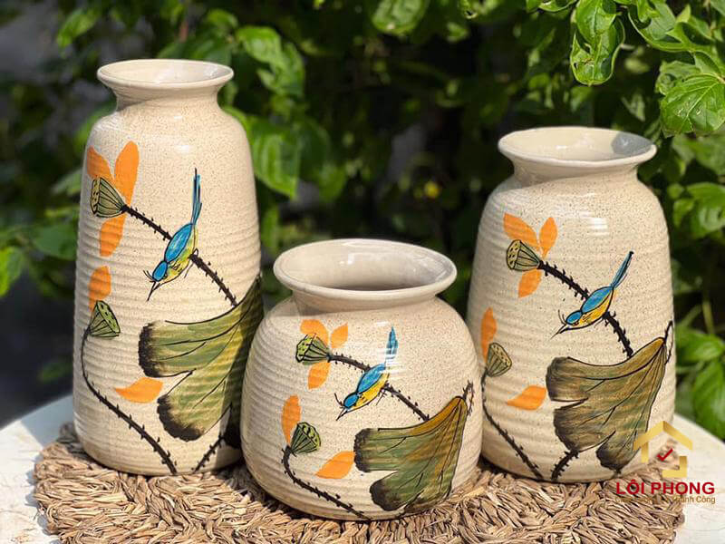 Bình gốm họa tiết vẽ men