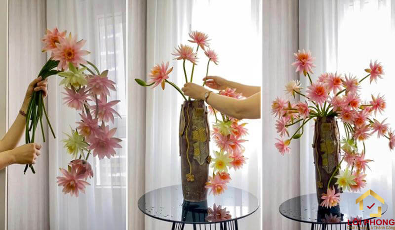 Sử dụng bình gốm để cắm hoa