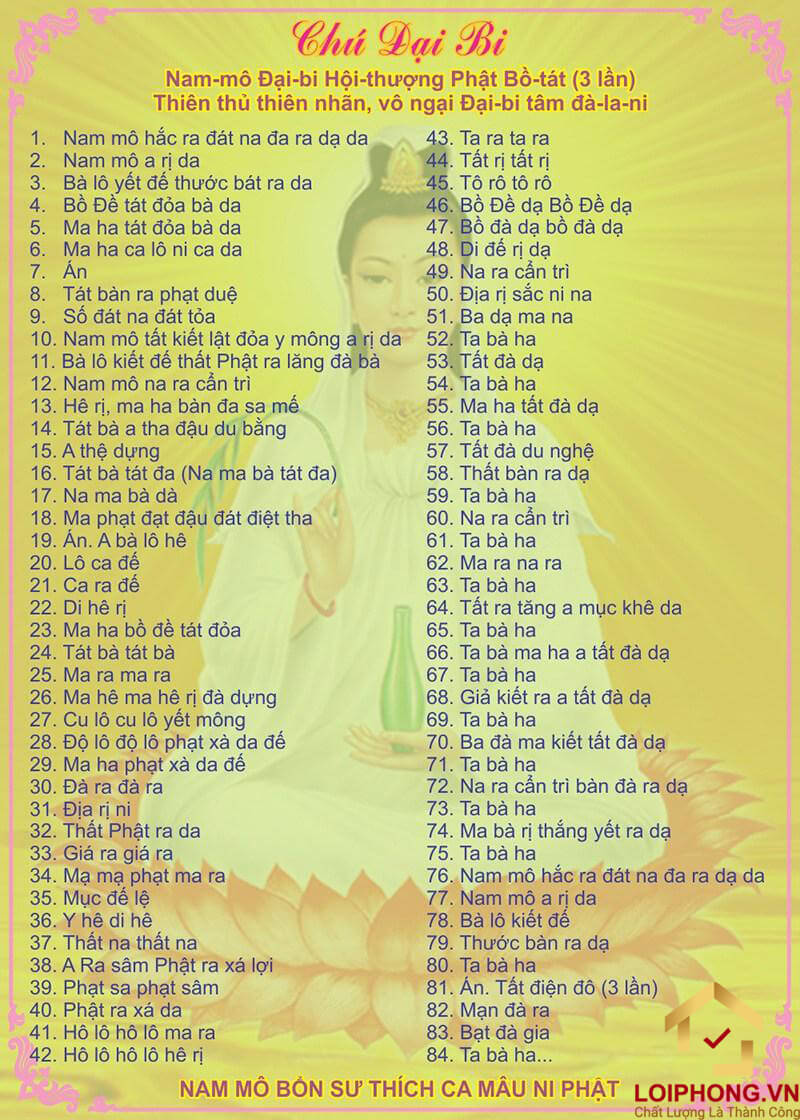 Chú Đại Bi là bài kinh được nhiều Phật Tử biết đến
