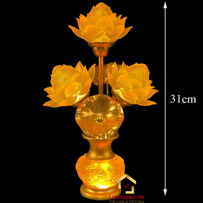 Mẫu đèn thờ hoa sen 3 bông số 1 tại Lôi Phong