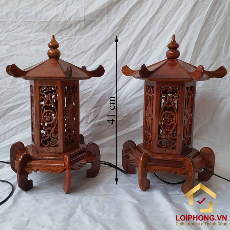 Đèn thờ lục giác cao 41 cm