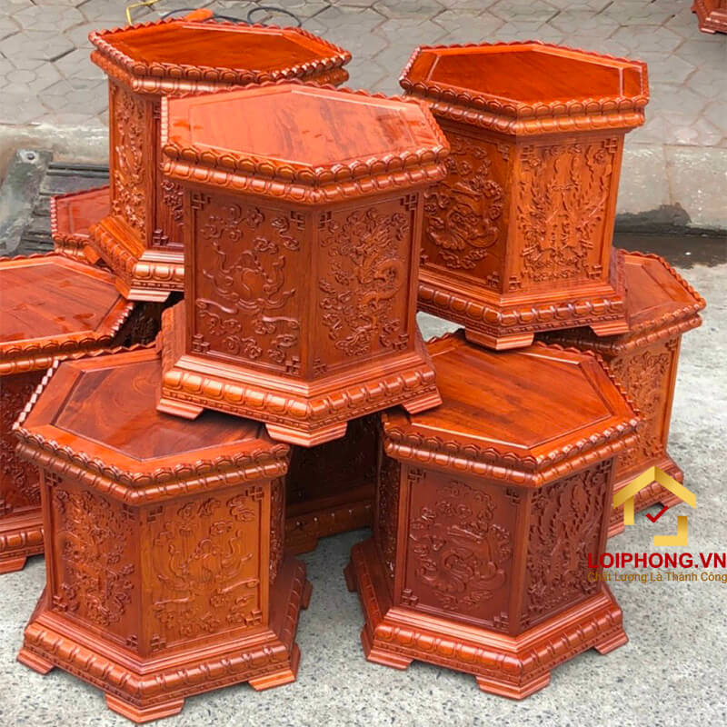 Đôn gỗ mini mẫu lục giác cao