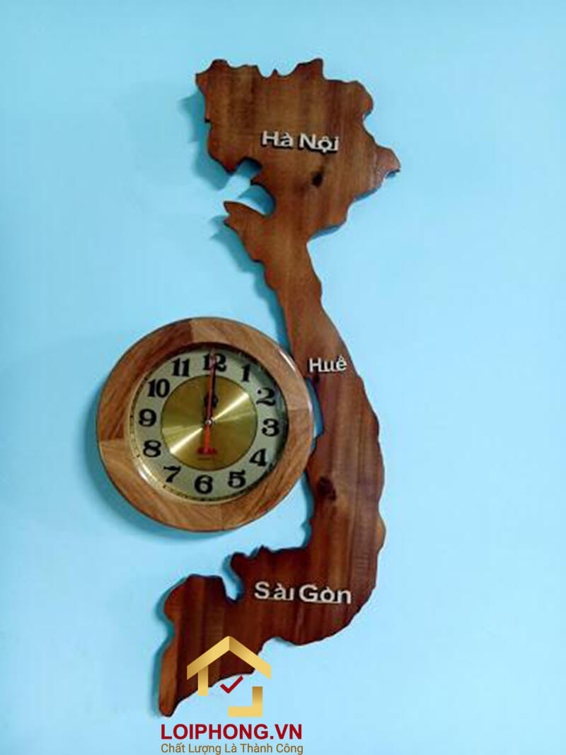 Đồng hồ gỗ bản đồ Việt Nam