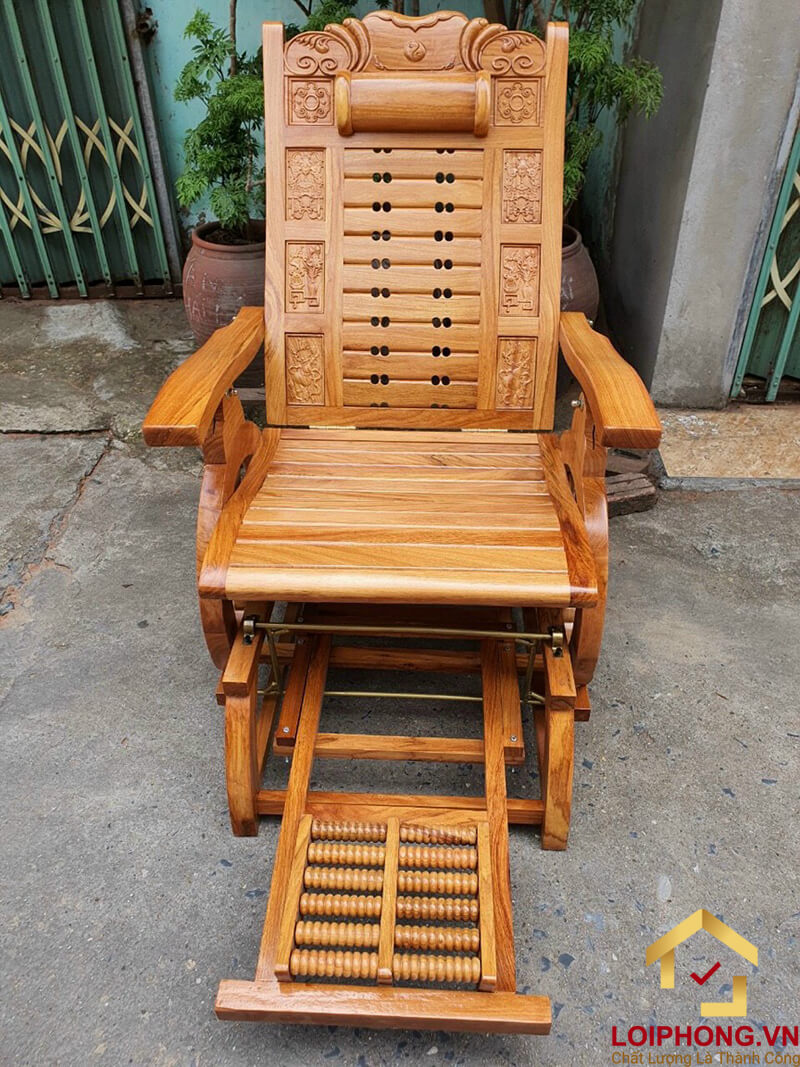 Ghế gỗ thư giãn vừa đu đưa được như 1 chiếc võng vừa có thể mát xa lòng bàn chân, Sản phẩm được dùng trong việc thư giãn, giải tỏa căng thẳng mệt mỏi