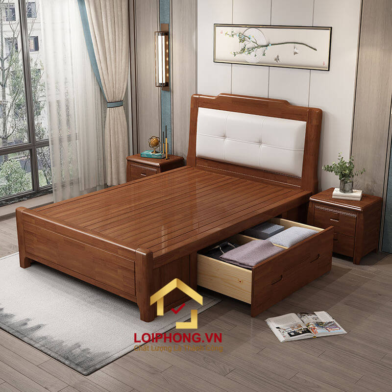 Mẫu giường gỗ đẹp sang trọng số 02
