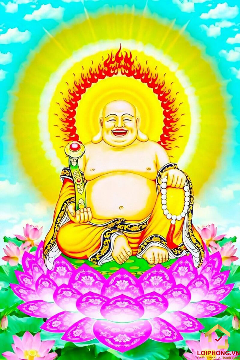 Hình ảnh Phật Di Lặc cùng vác gậy như ý mang đến điềm lành 01