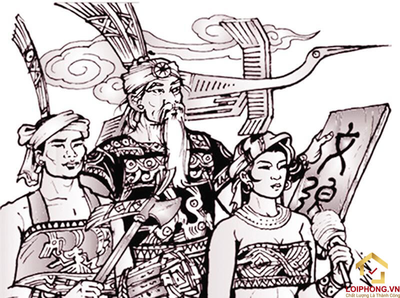 Hùng Vương là tên gọi chung của các vị vua nhà nước Văn Lang (tranh vẽ)