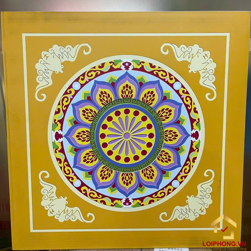 Trần la phông cho phòng thờ bằng nhựa với trọng lượng nhẹ giúp thi công dễ dàng