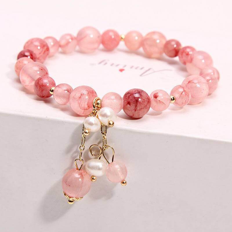 Vòng tay đá thạch anh hồng