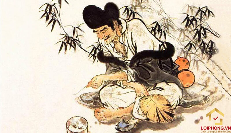 Hình ảnh Tế Công là một vị Hoà Thượng đội mũ lệch cầm theo chiếc quạt rách