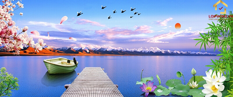 Tranh núi non hùng vĩ giúp mang tới sự mới mẻ cho không gian của gia đình bạn