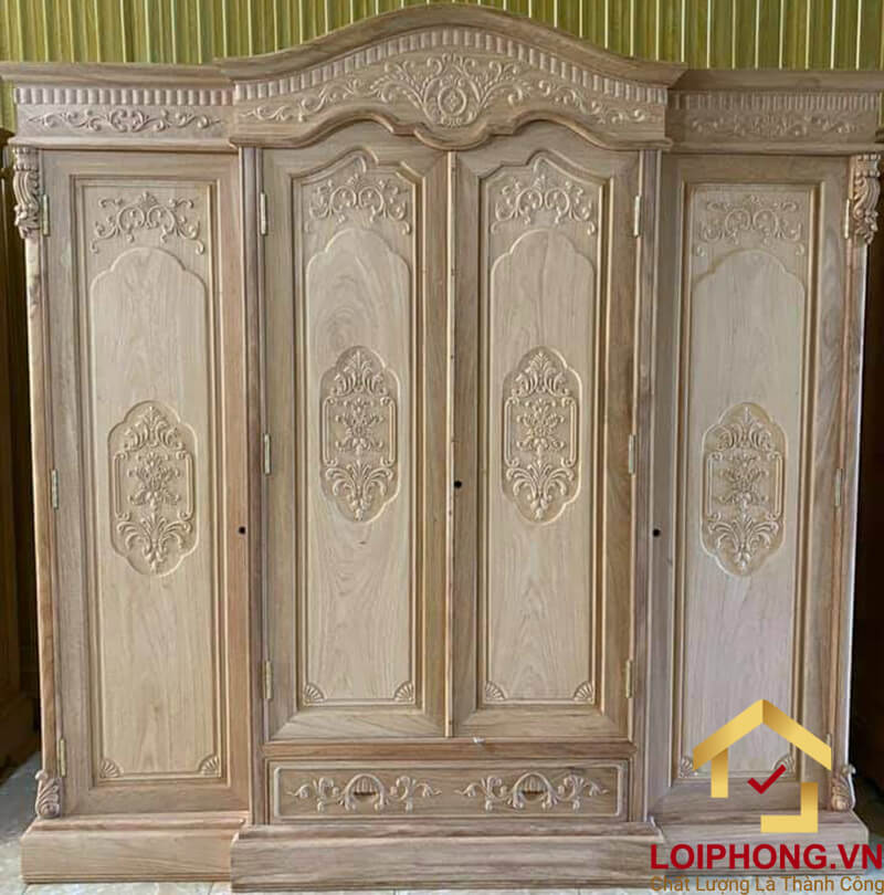 Hình ảnh tủ quần áo gỗ tự nhiên mộc trước khi hoàn thiện mẫu 4