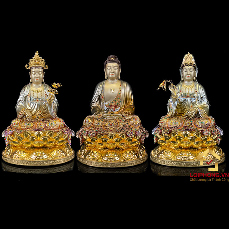 Tượng phật Tây Phương Tam Thánh ngồi mẫu 9