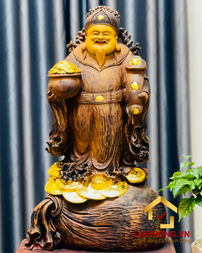 Tượng thần tài bằng gỗ đẹp mẫu 1