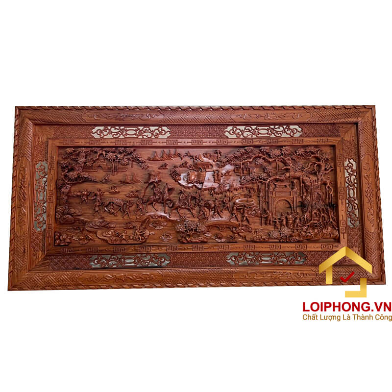 Tranh gỗ Vinh Quy Bái Tổ đẹp 79x155x5 cm