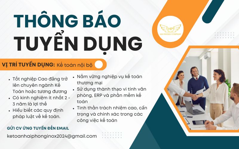Thông báo tuyển dụng kế toán nội bộ tại công ty Hải Phong 2025