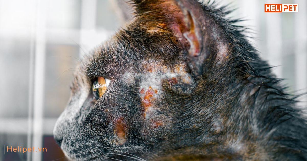 Mèo bị rụng lông từng mảng