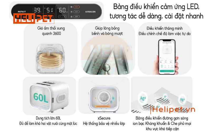 Lồng sấy lông chó mèo PETKIT AirSalon Max Pro Ozone