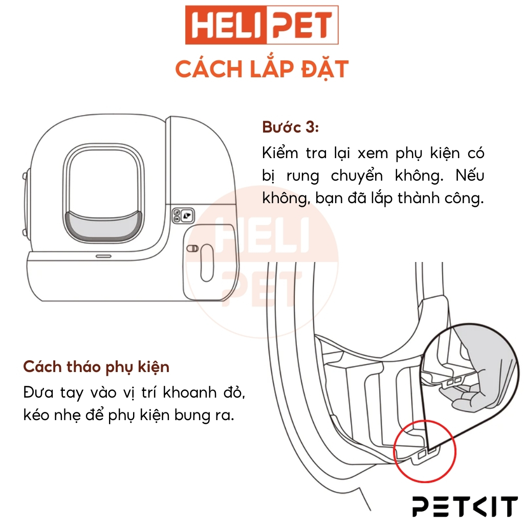 Cách lắp đặt và tháo gỡ phụ kiện giúp tăng chiều cao với cửa PETKIT PURA MAX